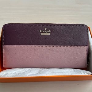 Kate Spade Wallet Mulberry & Dusty Rose full zip